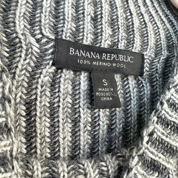 Banana Republic Ribbed Merino Wool Sweater Gray Mock Neck Minimalist Cozy Size S - Picture 2 of 6